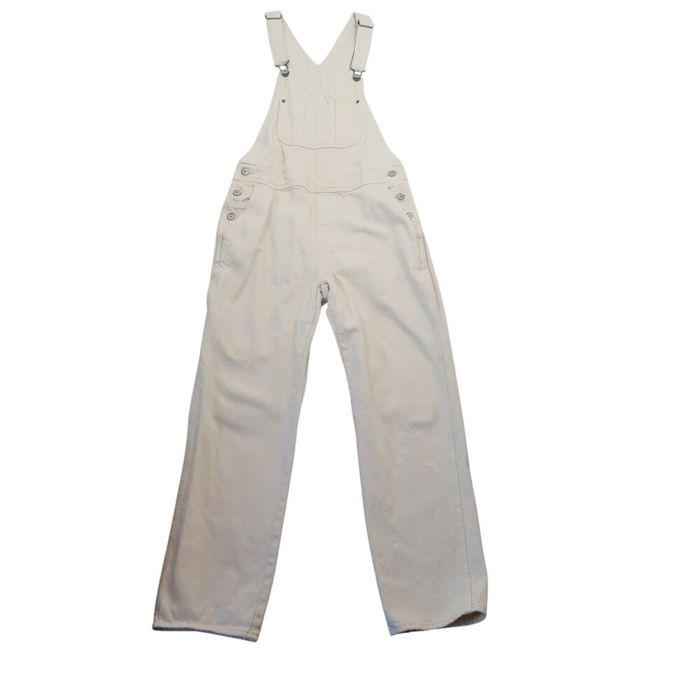 Old Navy Cream Denim Straight Leg Overalls 4
